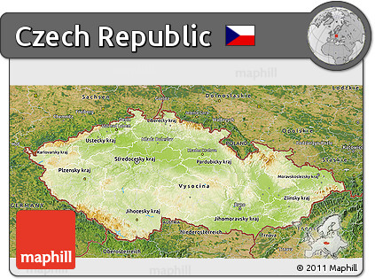 Physical 3D Map of Czech Republic, satellite outside