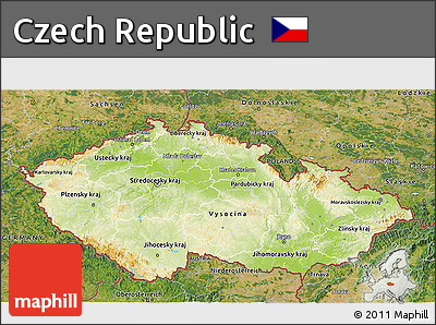 Physical 3D Map of Czech Republic, satellite outside