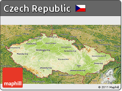 Physical 3D Map of Czech Republic, satellite outside