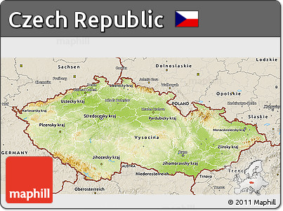 Physical 3D Map of Czech Republic, shaded relief outside