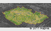 Satellite 3D Map of Czech Republic, darken, desaturated