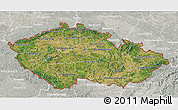 Satellite 3D Map of Czech Republic, lighten, semi-desaturated