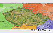 Satellite 3D Map of Czech Republic, political shades outside