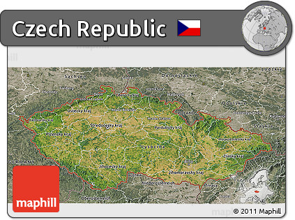 Satellite 3D Map of Czech Republic, semi-desaturated