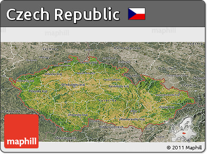 Satellite 3D Map of Czech Republic, semi-desaturated