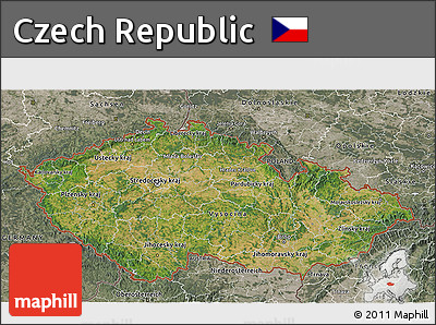 Satellite 3D Map of Czech Republic, semi-desaturated