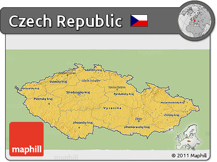 Savanna Style 3D Map of Czech Republic, single color outside