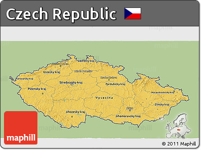 Savanna Style 3D Map of Czech Republic, single color outside