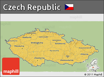 Savanna Style 3D Map of Czech Republic, single color outside