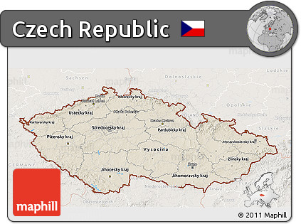 Shaded Relief 3D Map of Czech Republic, lighten