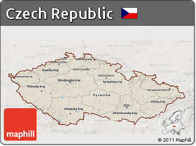 Shaded Relief 3D Map of Czech Republic, lighten