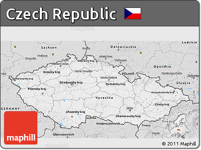 Silver Style 3D Map of Czech Republic