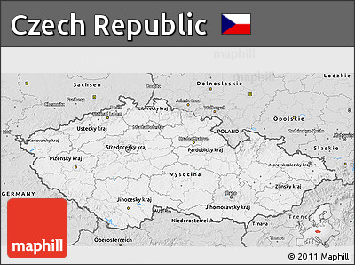 Silver Style 3D Map of Czech Republic