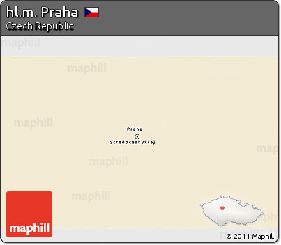 Classic Style 3D Map of Hl.m. Praha, single color outside