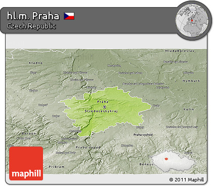 Physical 3D Map of Hl.m. Praha, semi-desaturated