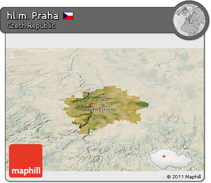 Satellite 3D Map of Hl.m. Praha, lighten