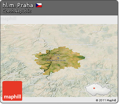 Satellite 3D Map of Hl.m. Praha, lighten