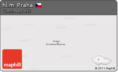 Silver Style Panoramic Map of Hl.m. Praha, single color outside
