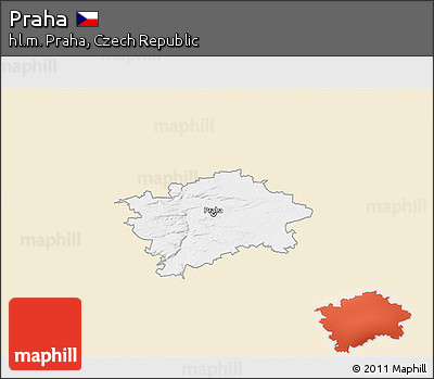 Classic Style 3D Map of Praha, single color outside