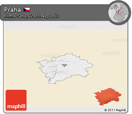 Classic Style 3D Map of Praha, single color outside