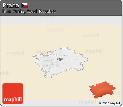 Classic Style 3D Map of Praha, single color outside