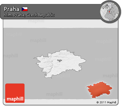 Gray 3D Map of Praha, single color outside