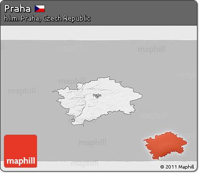 Gray 3D Map of Praha, single color outside