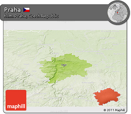 Physical 3D Map of Praha, lighten