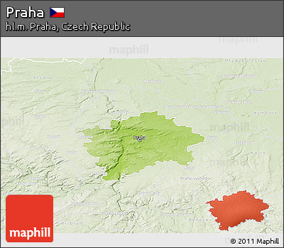 Physical 3D Map of Praha, lighten