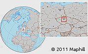 Gray Location Map of Praha, highlighted parent region