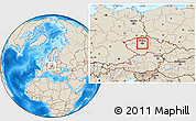 Shaded Relief Location Map of Praha