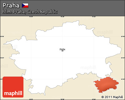 Classic Style Simple Map of Praha, single color outside