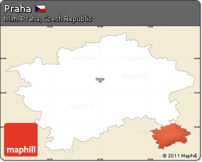 Classic Style Simple Map of Praha, single color outside