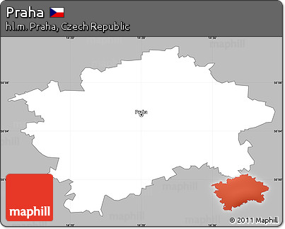 Gray Simple Map of Praha, single color outside