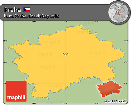 Savanna Style Simple Map of Praha, single color outside