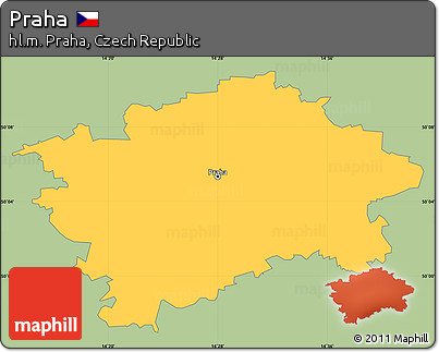 Savanna Style Simple Map of Praha, single color outside