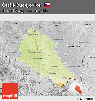 Physical 3D Map of České Budějovice, desaturated