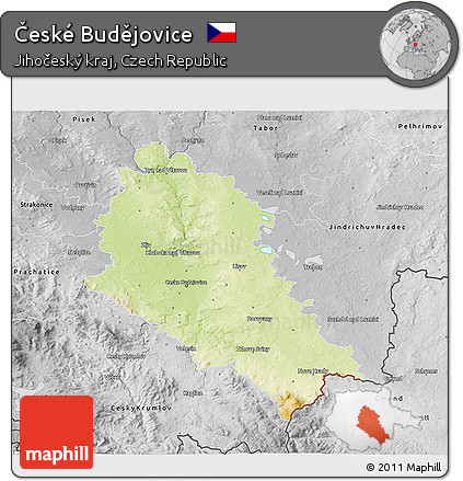 Physical 3D Map of České Budějovice, desaturated