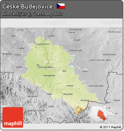 Physical 3D Map of České Budějovice, desaturated
