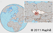 Gray Location Map of České Budějovice, highlighted country, highlighted parent region, within the entire country