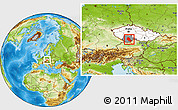 Physical Location Map of České Budějovice, highlighted country, highlighted parent region