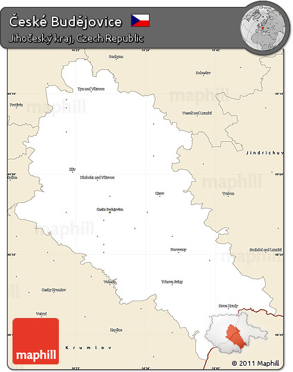 Classic Style Simple Map of České Budějovice