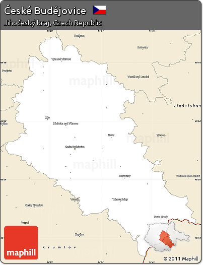 Classic Style Simple Map of České Budějovice