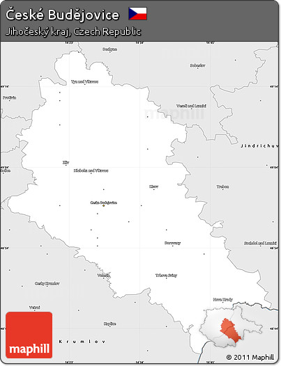 Silver Style Simple Map of České Budějovice