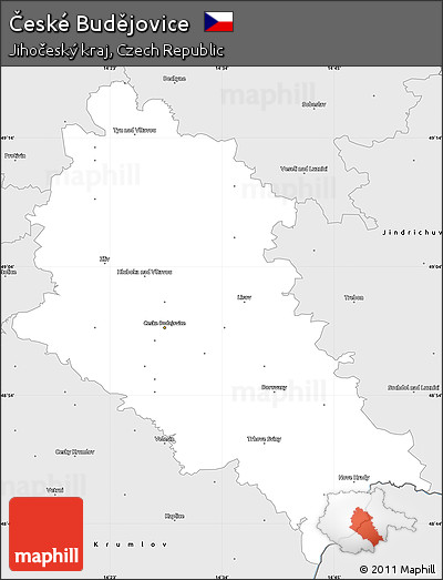 Silver Style Simple Map of České Budějovice