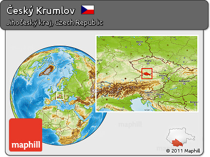 Physical Location Map of Český Krumlov