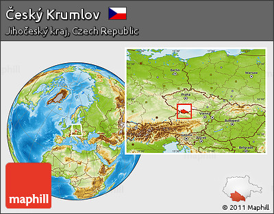 Physical Location Map of Český Krumlov, highlighted parent region, within the entire country