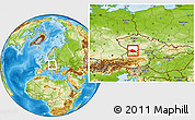 Physical Location Map of Český Krumlov, highlighted parent region, within the entire country