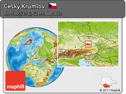 Physical Location Map of Český Krumlov, highlighted parent region