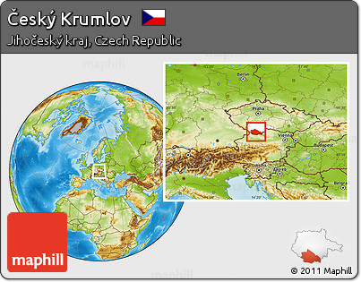 Physical Location Map of Český Krumlov, highlighted parent region